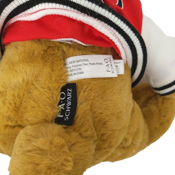 FAO Schwarz Teddy Bear Plush Varsity Jacket 12" Stuffed Animal Toy Brown Red - Picture 11 of 11